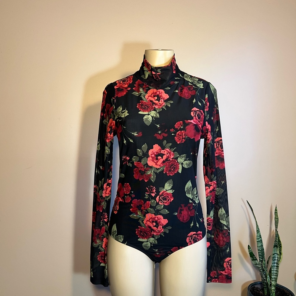 Elegant Floral Long Sleeve Bodysuit